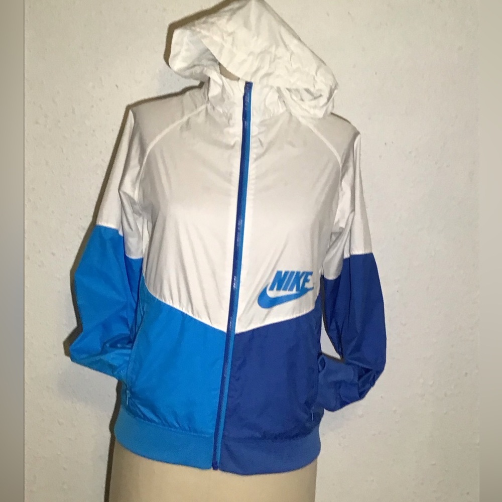 Nike White & Blue Windbreaker Jacket size large